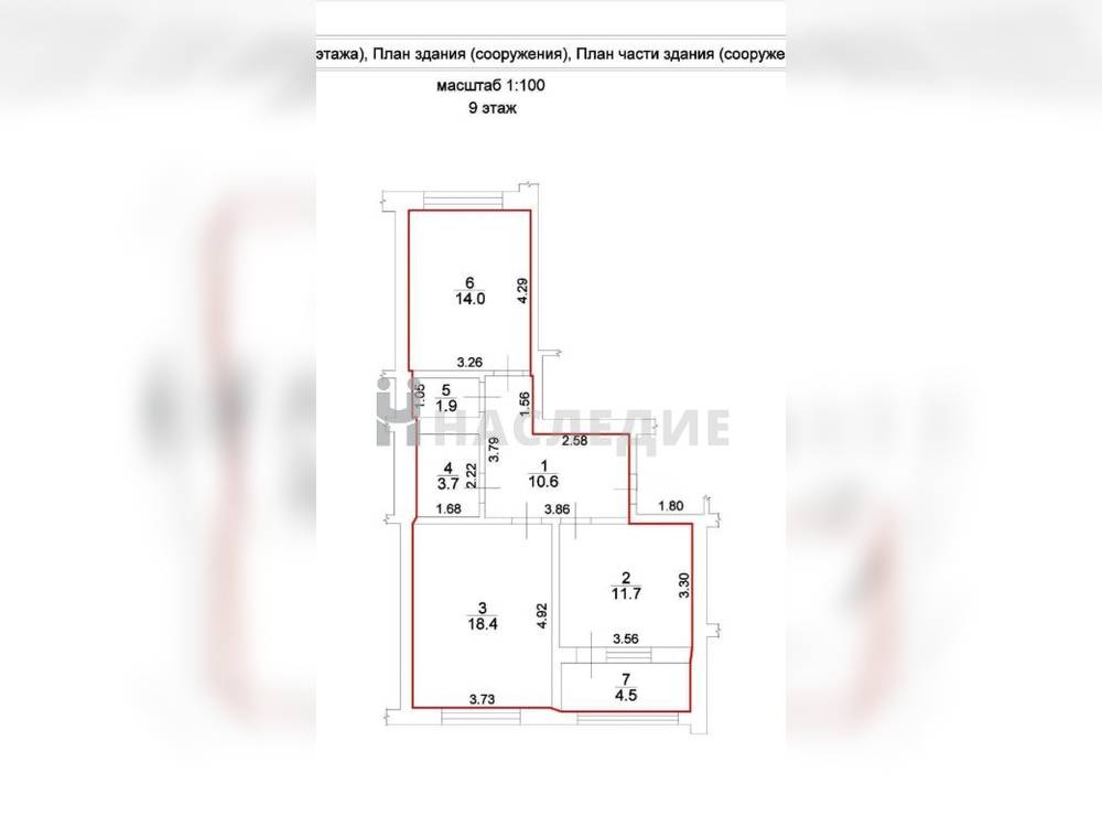 2-комнатная квартира, 63.5 м2 9/9 этаж, пер. 7-й - фото 7