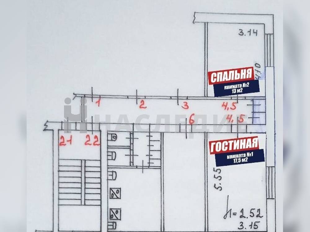 2-комнатная квартира, 41 м2 4/5 этаж, Промышленный, ул. Пальмиро Тольятти - фото 14